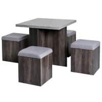 Homcom Dining Set Garden Patio 4 Storage Stools with Cushions and 1 Table 780 x 780 x 760 mm