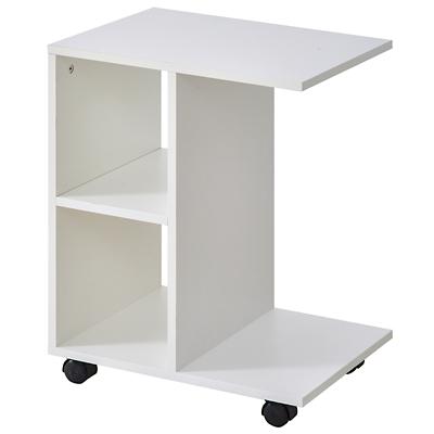 Homcom Freestanding Table with 2 Shelves White 450 x 58 x 580 mm