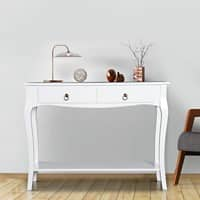 Homcom Console Table with Storage Shelves Ivory White 1,000 x 330 x 750 mm