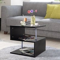 Homcom Coffee Table 2 Tier with Shelves Black 500 x 500 x 500 mm