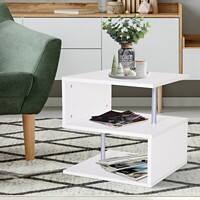 Homcom Coffee Table Organizer  with 2 Drawers White 500 x 500 x 500 mm