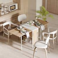 Homcom Foldable Dining Table with Storage Shelves Oak and White 1,690 x 620 x 750 mm