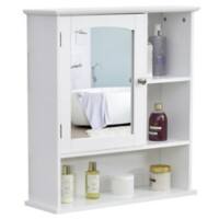 Kleankin Wall Mount Bathroom Cabinet Organizer with Mirror Adjustable Shelf