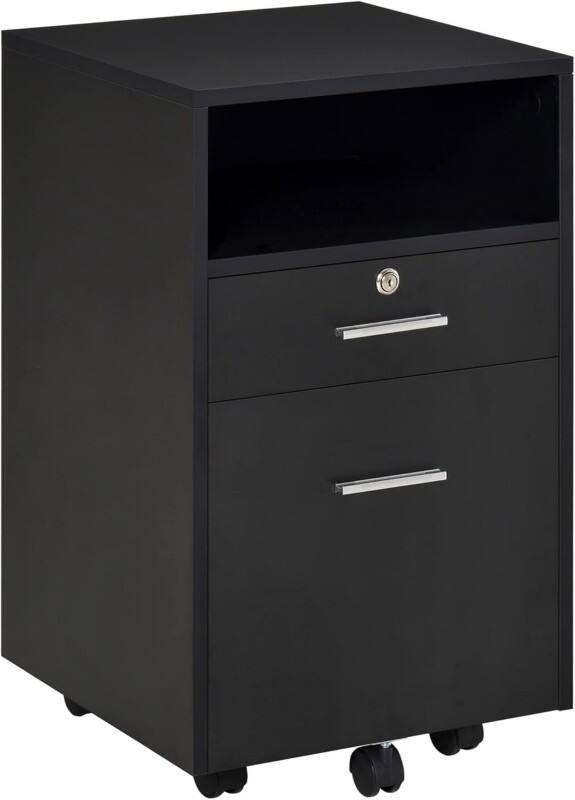 Vinsetto Cabinet 924-030BK 1 Drawer Black 395 x 400 x 600 mm