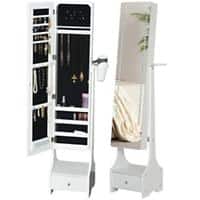 Homcom Freestanding Jewellery Storage Mirror Armoire with LED Lights White