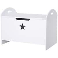 Homcom Wooden Kids Children Toy Box Storage Organizer Handle White