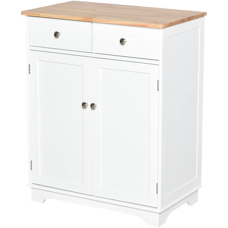 HOMCOM Medium-Density Fibreboard, Rubberwood Cabinet 2 Drawers 403 x 680 x 850 mm White