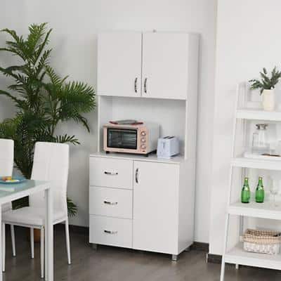 Homcom Tall Kitchen Storage Wooden Cabinet with Open Space