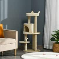 Pawhut Cat Tree Tower with Sisal Pet Activity Centre Beige 48 x 48 x 104 cm