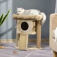 PawHut Cat Tree Tower Activity with Jute Scratching Pad Coffee 40 x 40 x 57