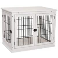 PawHut Pet Crate End Wooden Table White 81 x 58.5 x 66 cm