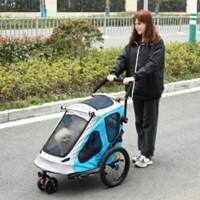 PawHut 2 IN 1 Dog Bicycle Trailer Pet Carrier Stroller Water Resistant Blue