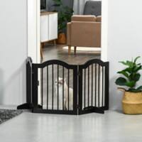 PawHut Wooden Foldable Small Sized Dog Gate Stepover Black