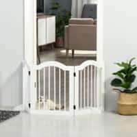 PawHut Wooden Foldable Small Sized Dog Gate Stepover White