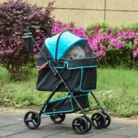 PawHut Foldable Stroller Pet Travel Trolley Safety Leash