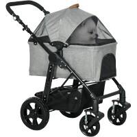 PawHut Dog Stroller Detachable Adjustable Handlebar Grey