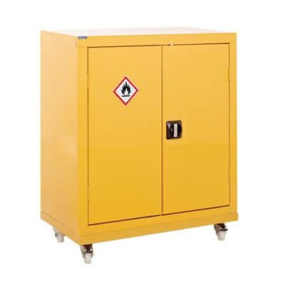 GPC Hazardous Substance Mobile Cupboard Double Door with 2 Shelves Yellow 900 x 460 mm