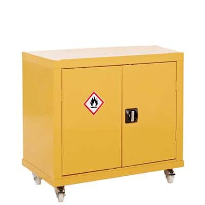 GPC Hazardous Substance Mobile Cupboard Double Door with 1 Shelf Yellow 900 x 460 mm