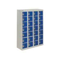 GPC Personal Effect Locker with 28 Compartments Grey Body Blue Doors 1285 x 900 x 380 mm