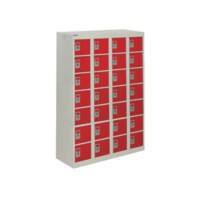 GPC Personal Effect Locker with 28 Compartments Grey Body Red Doors 1285 x 900 x 380 mm