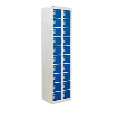 GPC Personal Effect Locker with 20 Compartments Grey Body Blue Doors 1800 x 450 x 380 mm