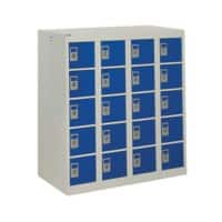 GPC Personal Effect Locker with 20 Compartments Grey Body Blue Doors 940 x 900 x 380 mm