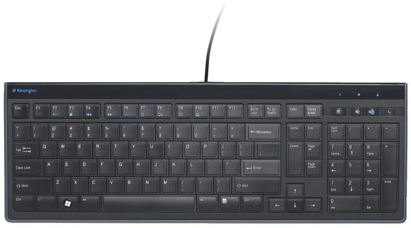 Kensington Advance Fit Wired Full-Size Slim Keyboard K72357UK QWERTY 2 m USB-A Cable Black