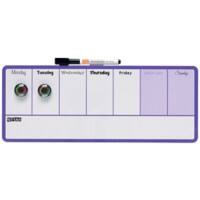 Nobo Mini Wall Mountable Magnetic Whiteboard Weekly Planner 1904048 Lacquered Steel 360 x 140 mm White, Purple