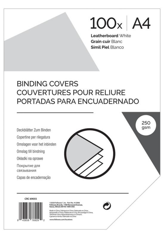 Binding Cover A4 250 gsm 285 microns White Pack of 100