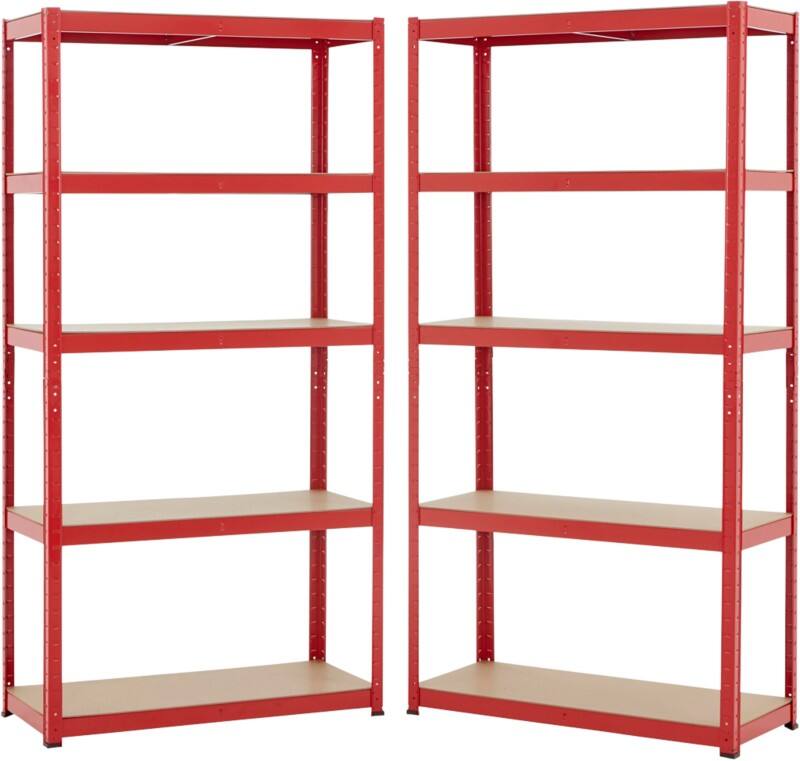 BiGDUG Steel, MDF Shelving Unit 900 x 400 x 1,780 mm Red