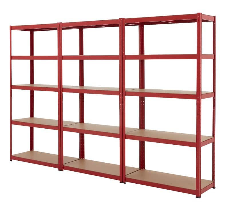 BiGDUG Steel, MDF Shelving Unit 900 x 400 x 1,780 mm Red