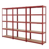 BiGDUG Steel, MDF Shelving Unit 900 x 400 x 1,780 mm Red