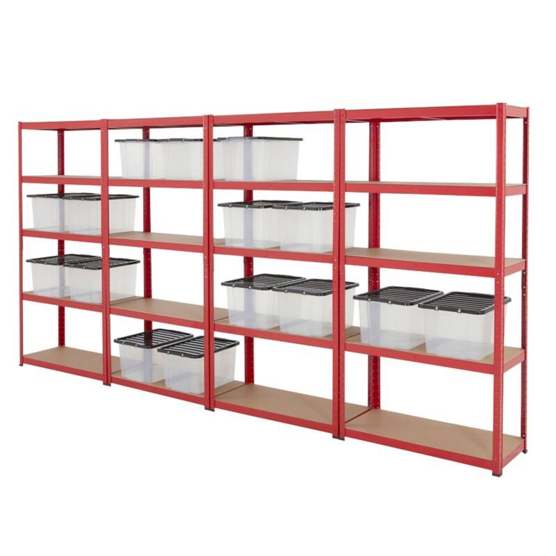 BiGDUG Steel, MDF, Plastic Shelving Unit 900 x 400 x 1,780 mm Red