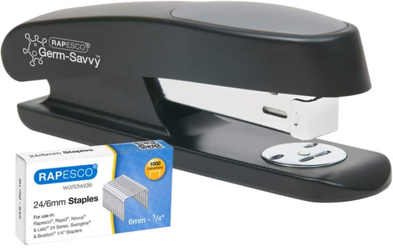 Rapesco Sting Ray Stapler Half strip 20 Sheets Black 24/6 Metal, Plastic