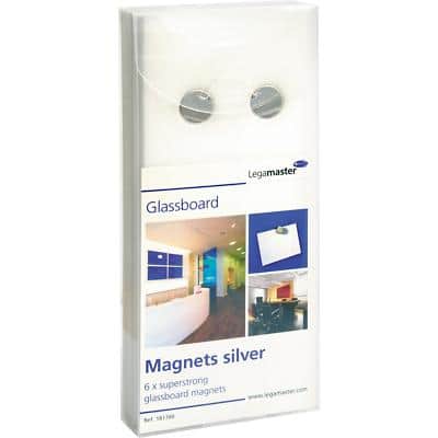 Legamaster Glassboard Magnets 7-181700 Silver Pack of 6