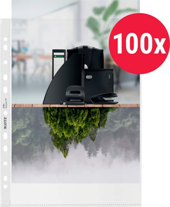 Leitz Neutral Punched Pockets Recycled A4 Orange Peel Transparent 100 microns PP (Polypropylene) 11 Holes 4791 Pack of 100