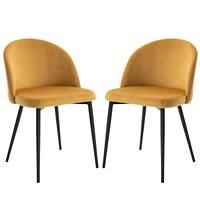 PK2 HOMCOM Dining Chair Camel Polyester, Sponge, Metal 835-139 Pack of 2