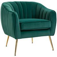 HOMCOM Sofa Chair Green Flocking, Sponge, Metal 833-725V70