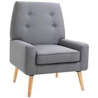 HOMCOM Sofa Chair Grey Rubber Wood, Sponge, Linen 833-609