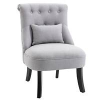 HOMCOM Sofa Chair Grey Linen, Sponge, Rubber Wood 833-727V70GY