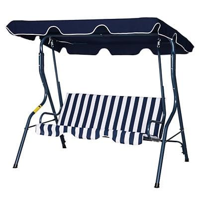 Outsunny Swing Chair Blue, White Steel Pipe, Polyester Fabric 84A-118BU