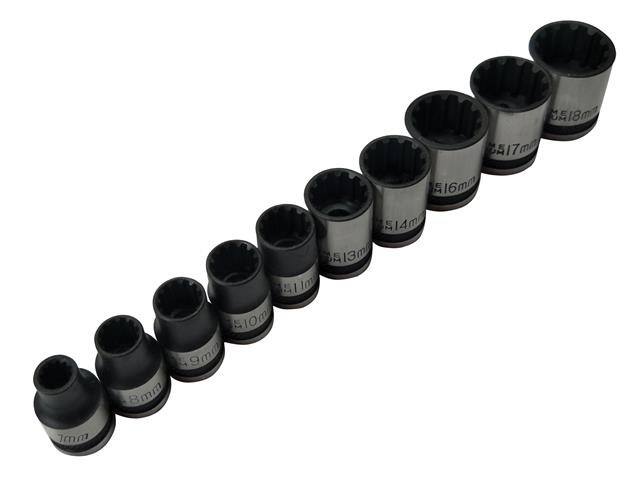 3.8in Drive Spline Socket Set Metric, 10 Piece