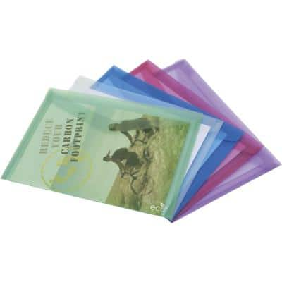 Rapesco Popper Wallet Eco A4 PP (Polypropylene) 23.5 (W) x 3.4 (D) x 33.3 (H) cm Assorted Pack of 5