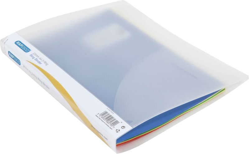 Rapesco 25 mm Ring Binder PP (Polypropylene) A4 2 Rings Transparent Pack of 10