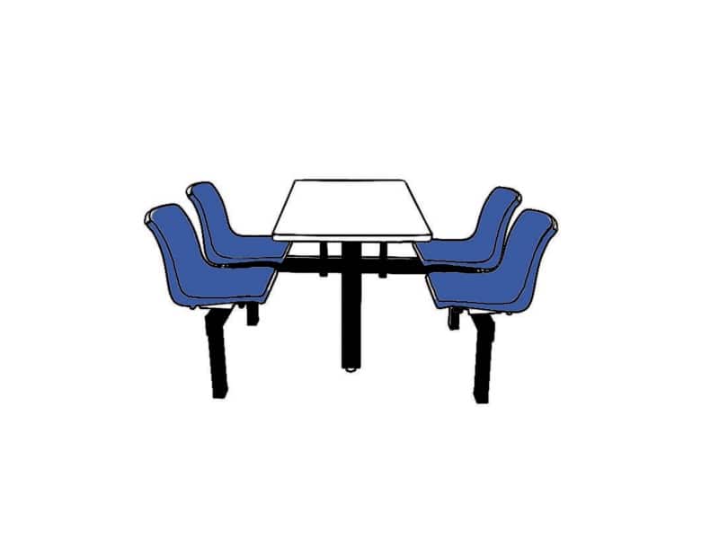 GPC Canteen Table with 4 Seats and 1 Way Access Blue