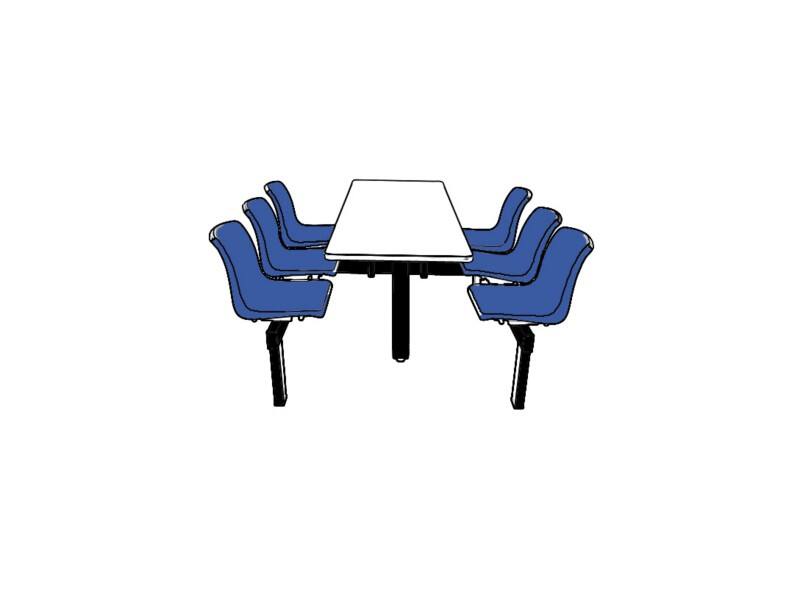 GPC Canteen Table with 6 Seats and 2 Way Access Blue