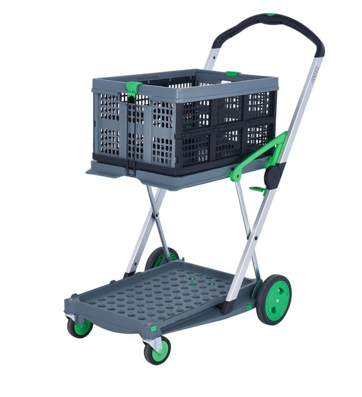 GPC Clever Folding Trolley, GS Approved Safety, with 1 Folding Box, up to 60kg Capacity