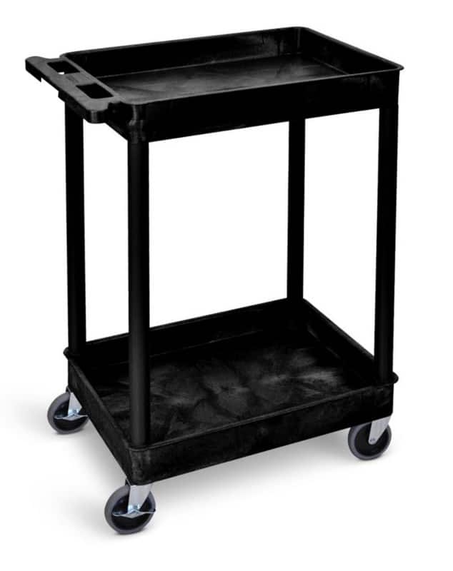 Super Strength Super Strength Shelf Trolley Mobile Shelf Trolley 2 Shelves 150 kg 610 x 460 x 980 mm Black