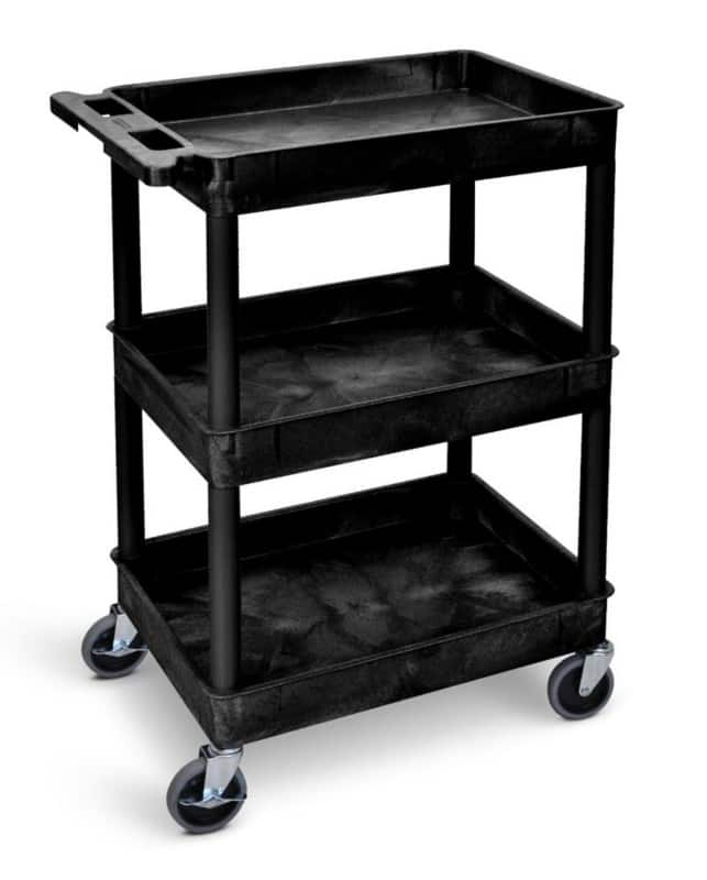 Super Strength Super Strength Shelf Trolley Mobile Shelf Trolley 3 Shelves 150 kg 610 x 460 x 1,000 mm Black