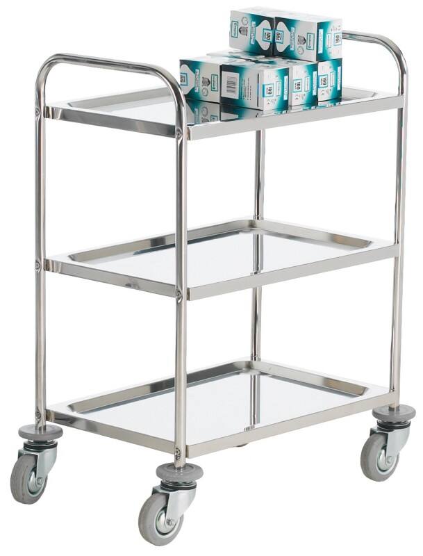 GPC Mobile Shelf Trolley 3 Shelves 100 kg 710 x 470 x 900 mm Silver